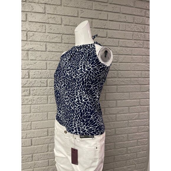 Haley &The Hound Navy White Halter Top Size S - Picture 3 of 8